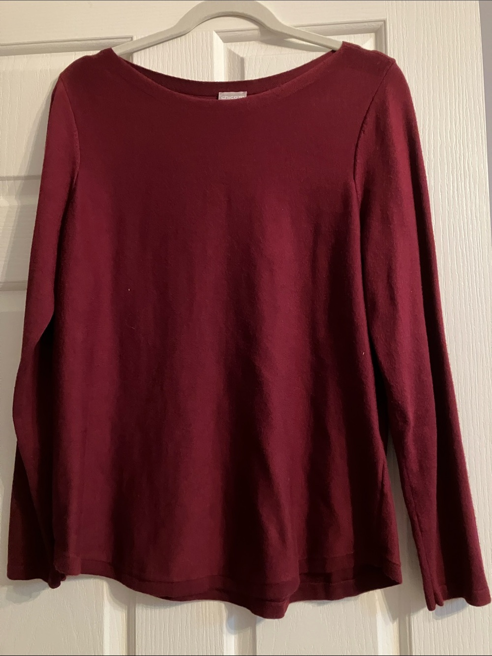 Chico's Long Sleeve Boatneck Top - Wine size 2